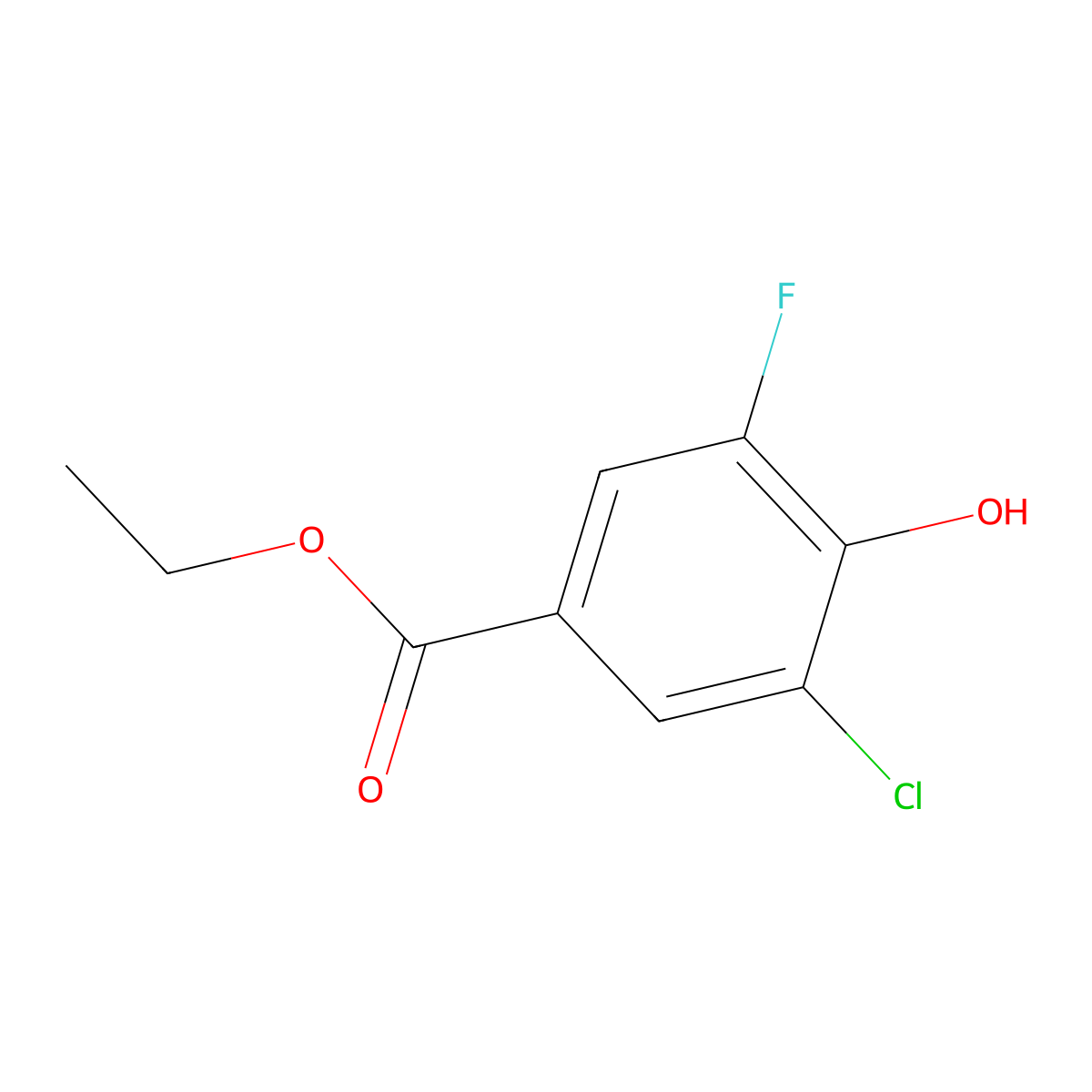 Ethyl 3-chloro-5-fluoro-4-hydroxybenzoate molecular structure, CAS 832087-79-3