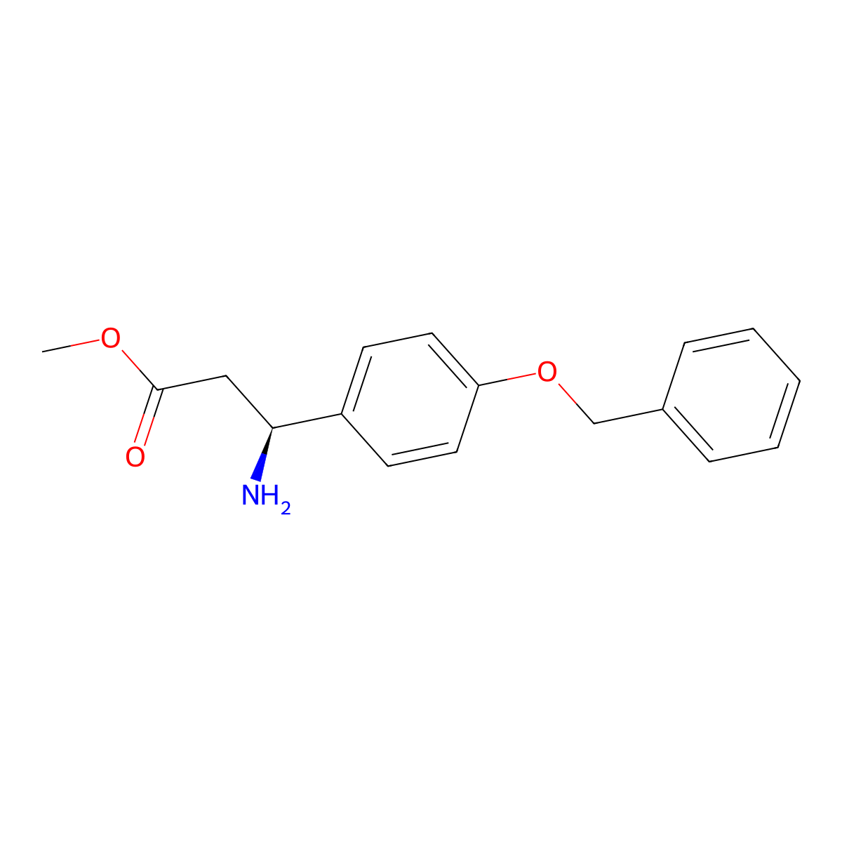 methyl (3S)-3-amino-3-[4-(benzyloxy)phenyl]propanoate molecular structure, CAS 832089-64-2