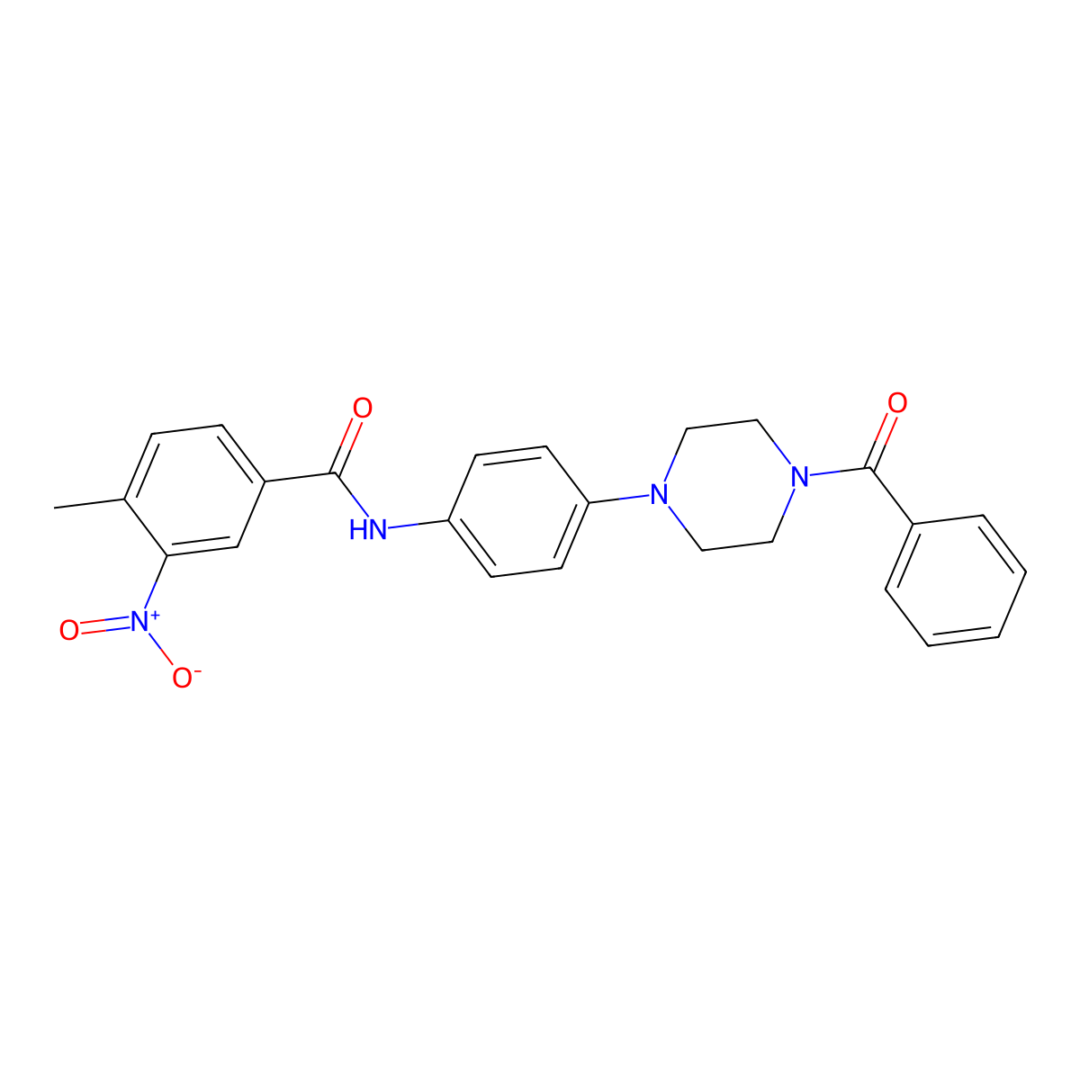 N-[4-(4-benzoylpiperazin-1-yl)phenyl]-4-methyl-3-nitrobenzamide molecular structure, CAS 832091-37-9