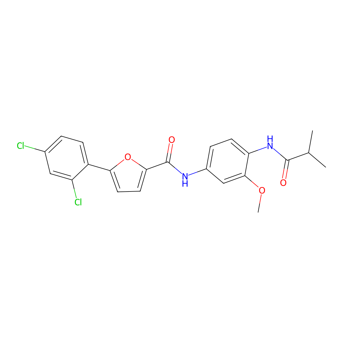 5-(2,4-dichlorophenyl)-N-[3-methoxy-4-(2-methylpropanoylamino)phenyl]furan-2-carboxamide molecular structure, CAS 832091-58-4