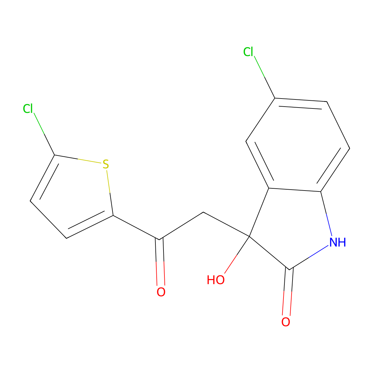 5-chloro-3-[2-(5-chlorothiophen-2-yl)-2-oxoethyl]-3-hydroxy-1H-indol-2-one molecular structure, CAS 832091-59-5