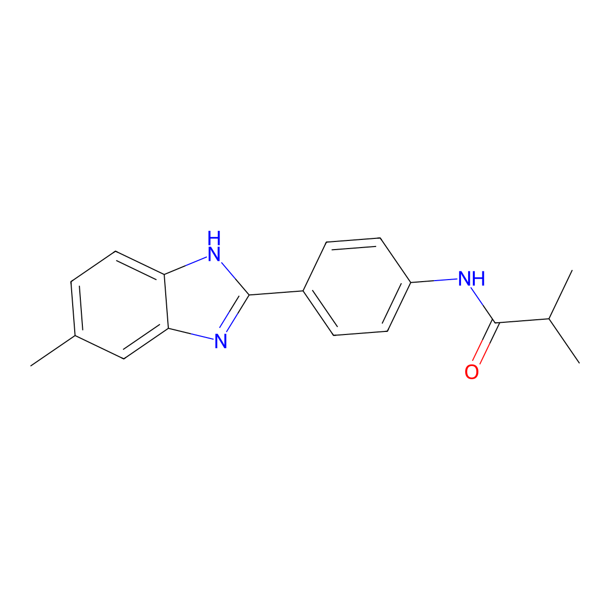 2-methyl-N-[4-(6-methyl-1H-benzimidazol-2-yl)phenyl]propanamide molecular structure, CAS 832091-77-7