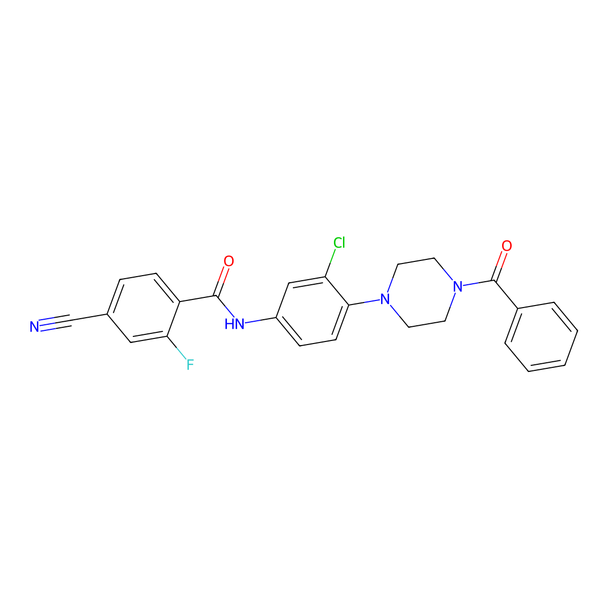 N-[4-(4-benzoylpiperazin-1-yl)-3-chlorophenyl]-4-cyano-2-fluorobenzamide molecular structure, CAS 832091-88-0