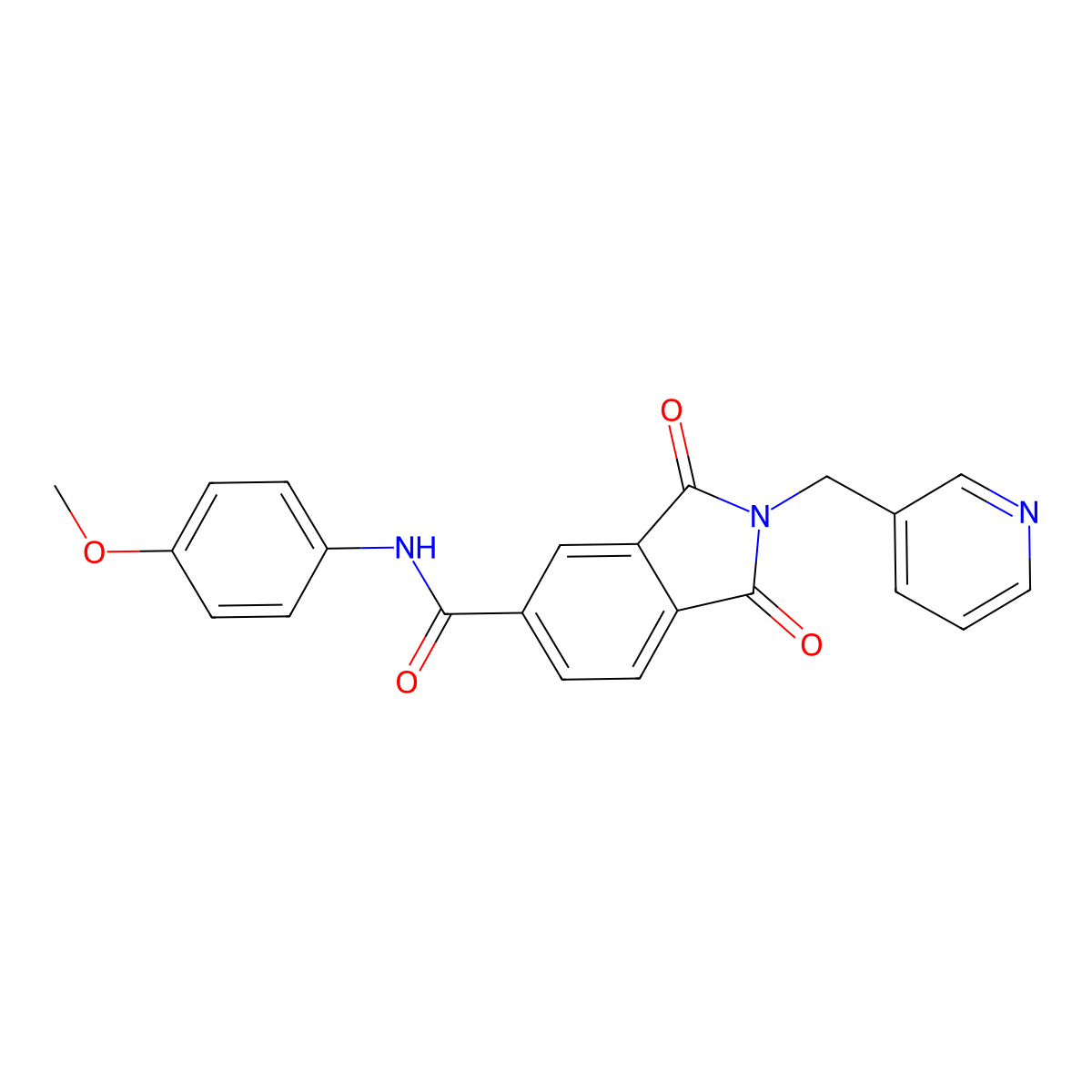 N-(4-methoxyphenyl)-1,3-dioxo-2-(3-pyridinylmethyl)-5-isoindolinecarboxamide molecular structure, CAS 832092-09-8