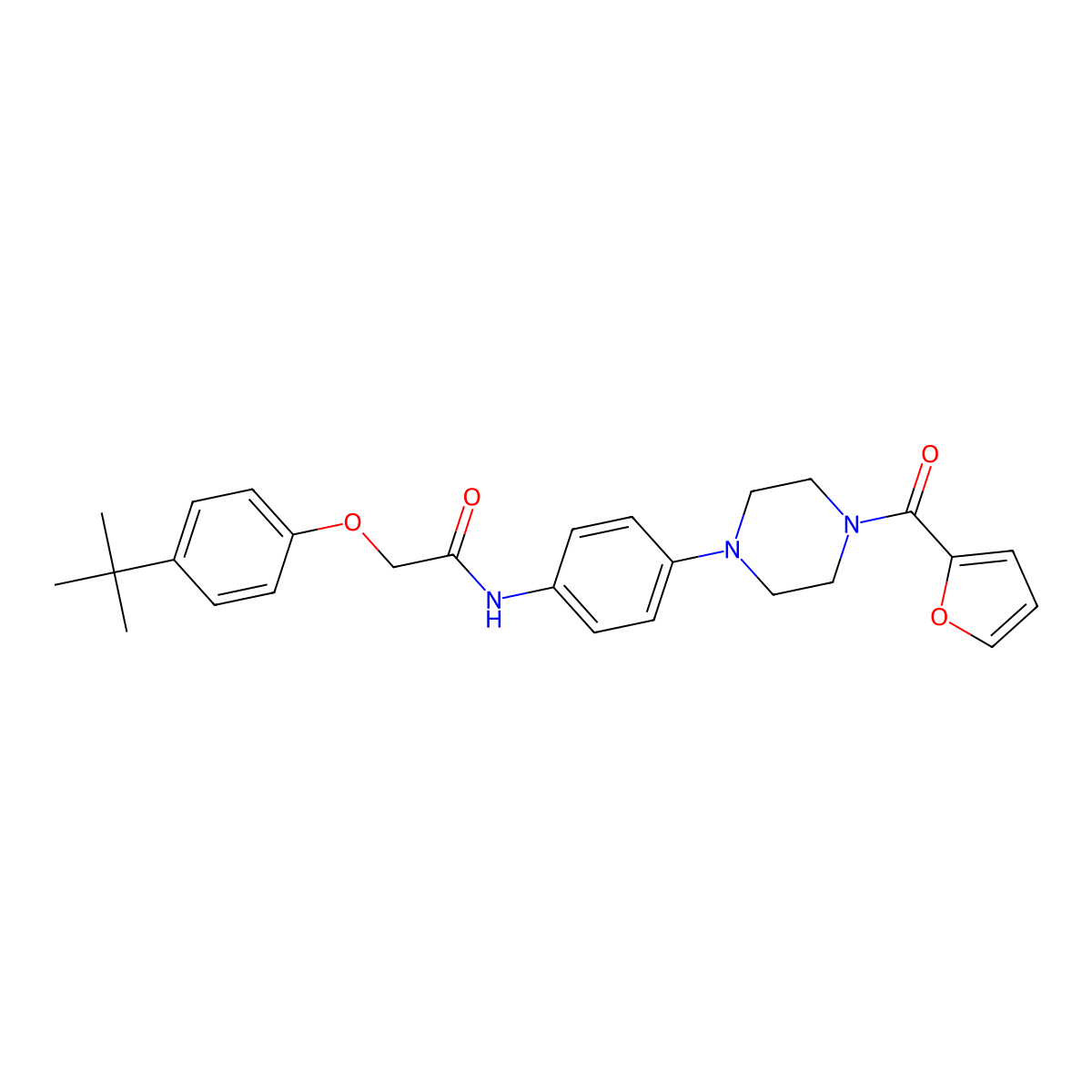 2-(4-tert-butylphenoxy)-N-[4-[4-(furan-2-carbonyl)piperazin-1-yl]phenyl]acetamide molecular structure, CAS 832092-32-7