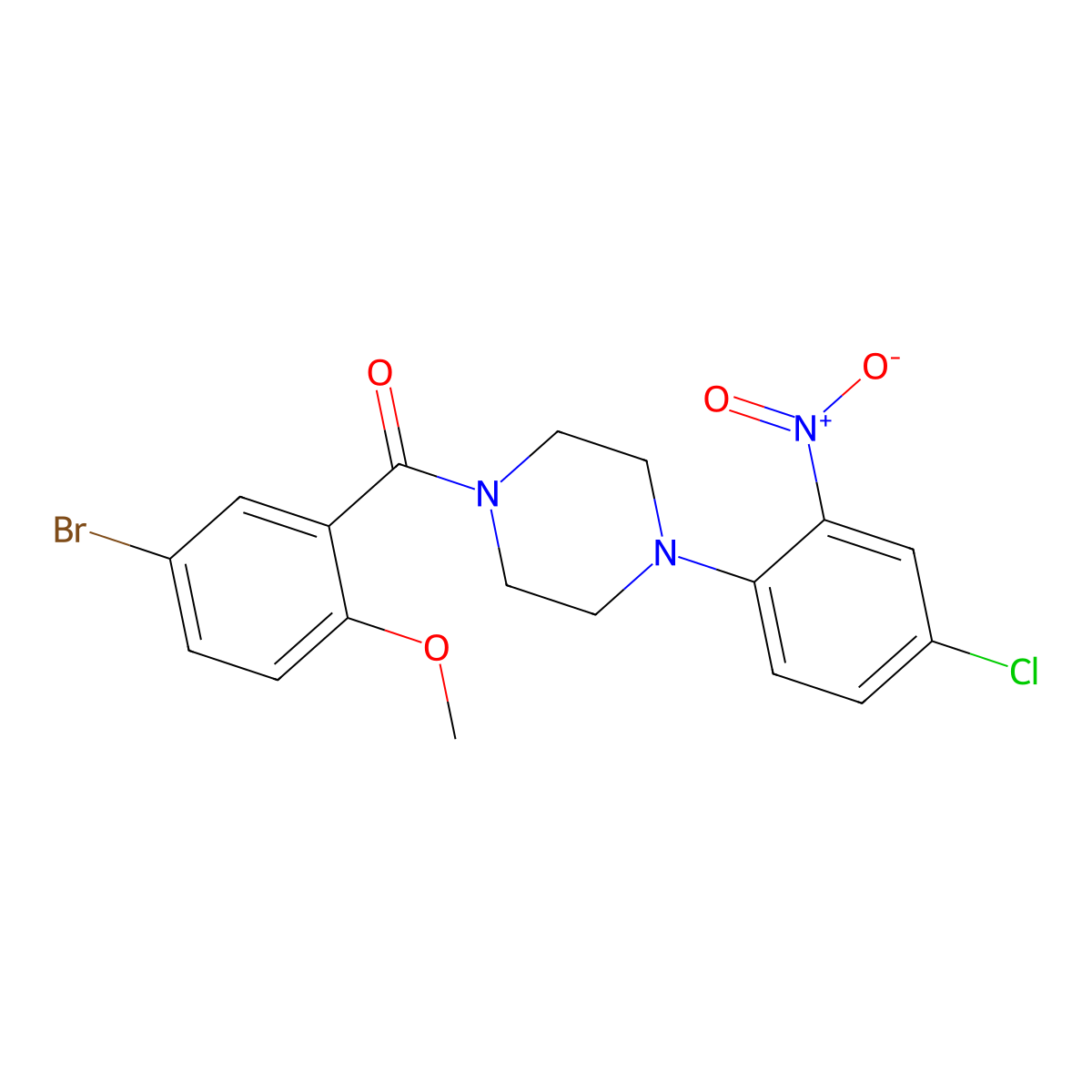 (5-Bromo-2-methoxyphenyl)-[4-(4-chloro-2-nitrophenyl)piperazin-1-yl]methanone molecular structure, CAS 832092-43-0