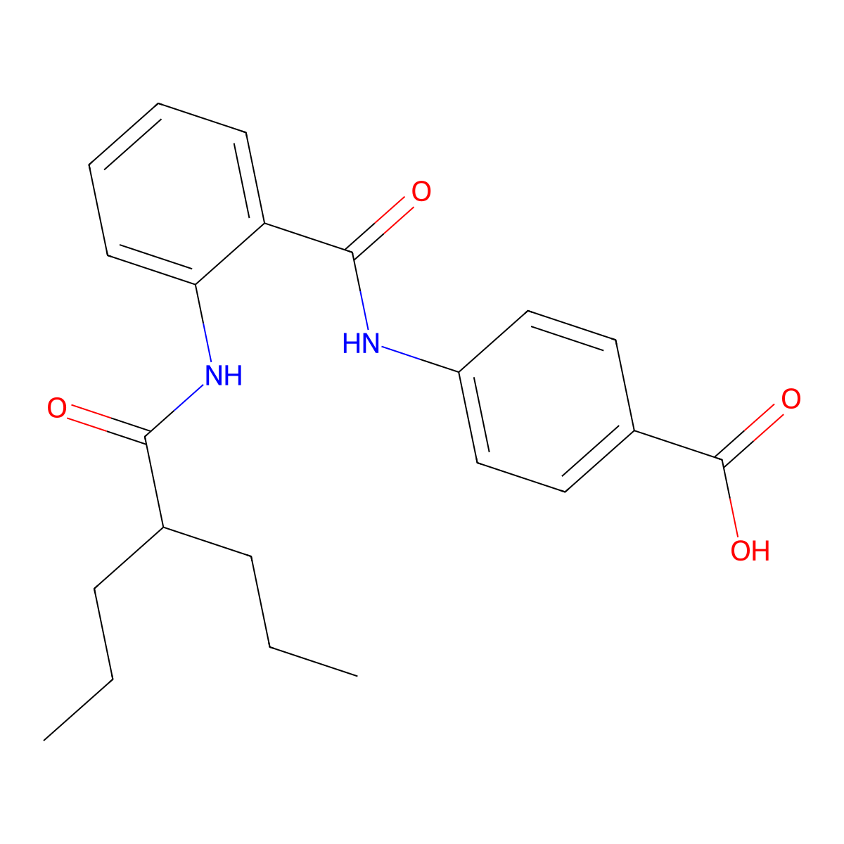 4-[({2-[(2-Propylpentanoyl)amino]phenyl}carbonyl)amino]benzoic acid molecular structure, CAS 832092-50-9