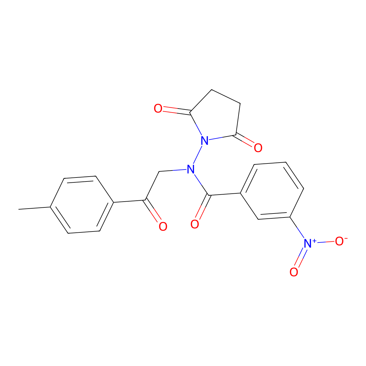 N-(2,5-dioxopyrrolidin-1-yl)-N-[2-(4-methylphenyl)-2-oxoethyl]-3-nitrobenzamide molecular structure, CAS 832092-61-2