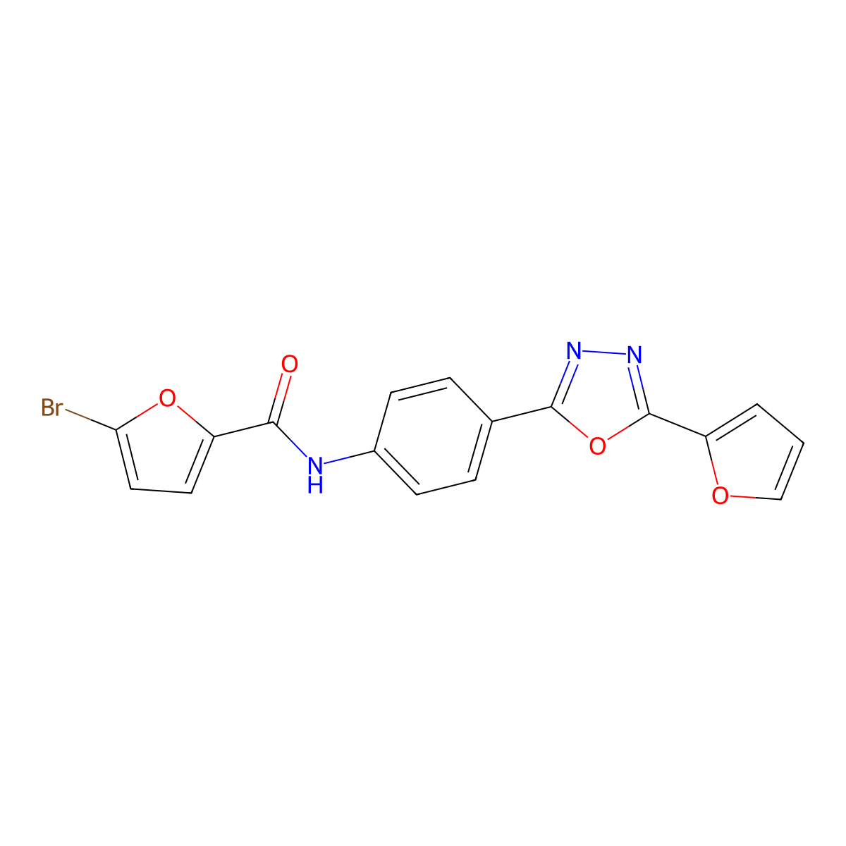 5-bromo-N-[4-[5-(furan-2-yl)-1,3,4-oxadiazol-2-yl]phenyl]furan-2-carboxamide molecular structure, CAS 832092-69-0