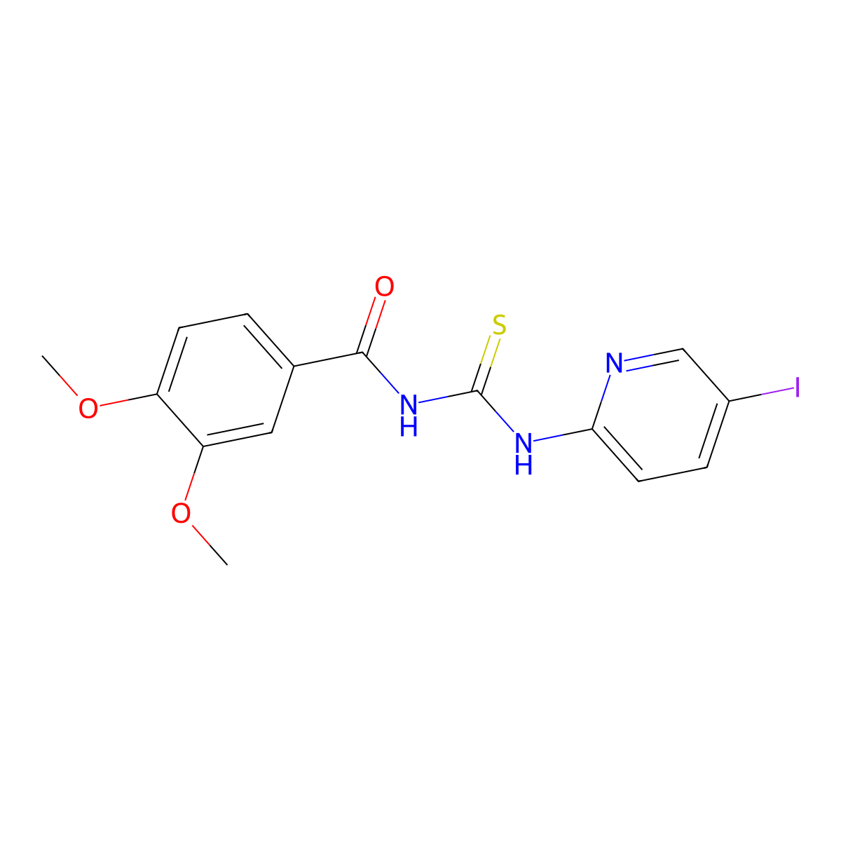 N-[(5-iodopyridin-2-yl)carbamothioyl]-3,4-dimethoxybenzamide molecular structure, CAS 832092-77-0