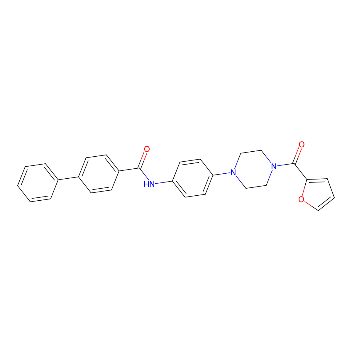 N-[4-[4-(furan-2-carbonyl)piperazin-1-yl]phenyl]-4-phenylbenzamide molecular structure, CAS 832092-89-4