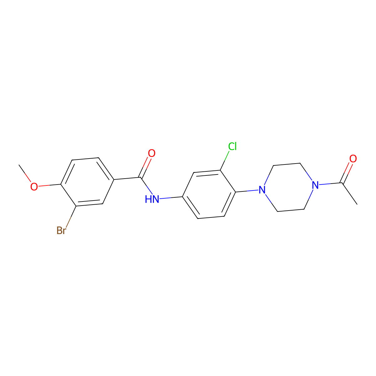 N-[4-(4-acetylpiperazin-1-yl)-3-chlorophenyl]-3-bromo-4-methoxybenzamide molecular structure, CAS 832092-91-8