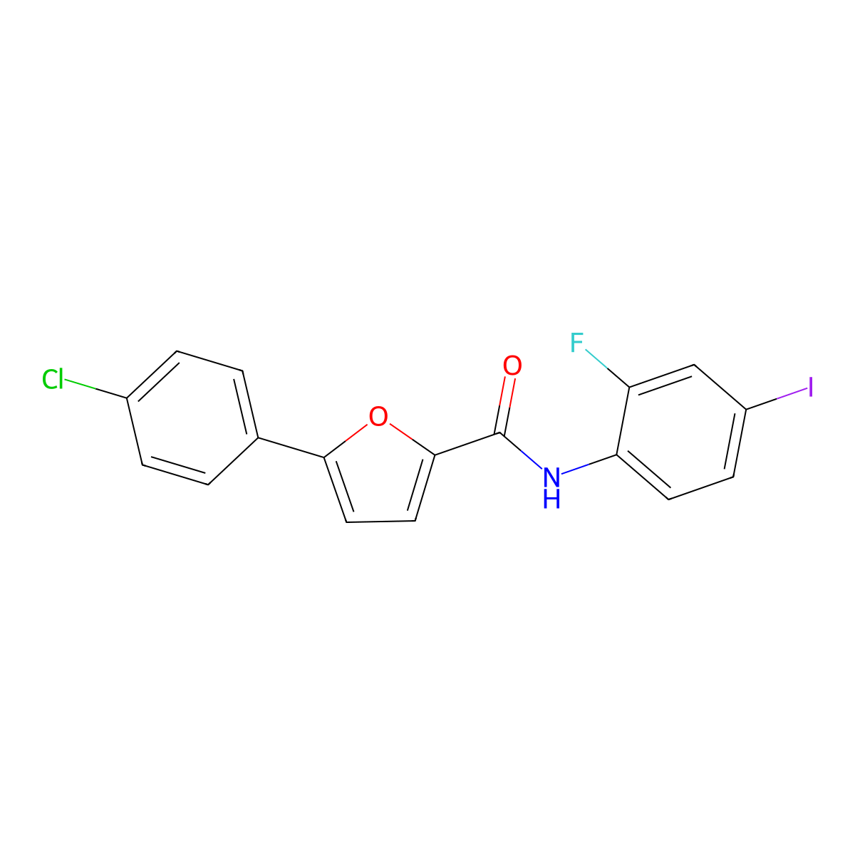 5-(4-chlorophenyl)-N-(2-fluoro-4-iodophenyl)furan-2-carboxamide molecular structure, CAS 832093-12-6