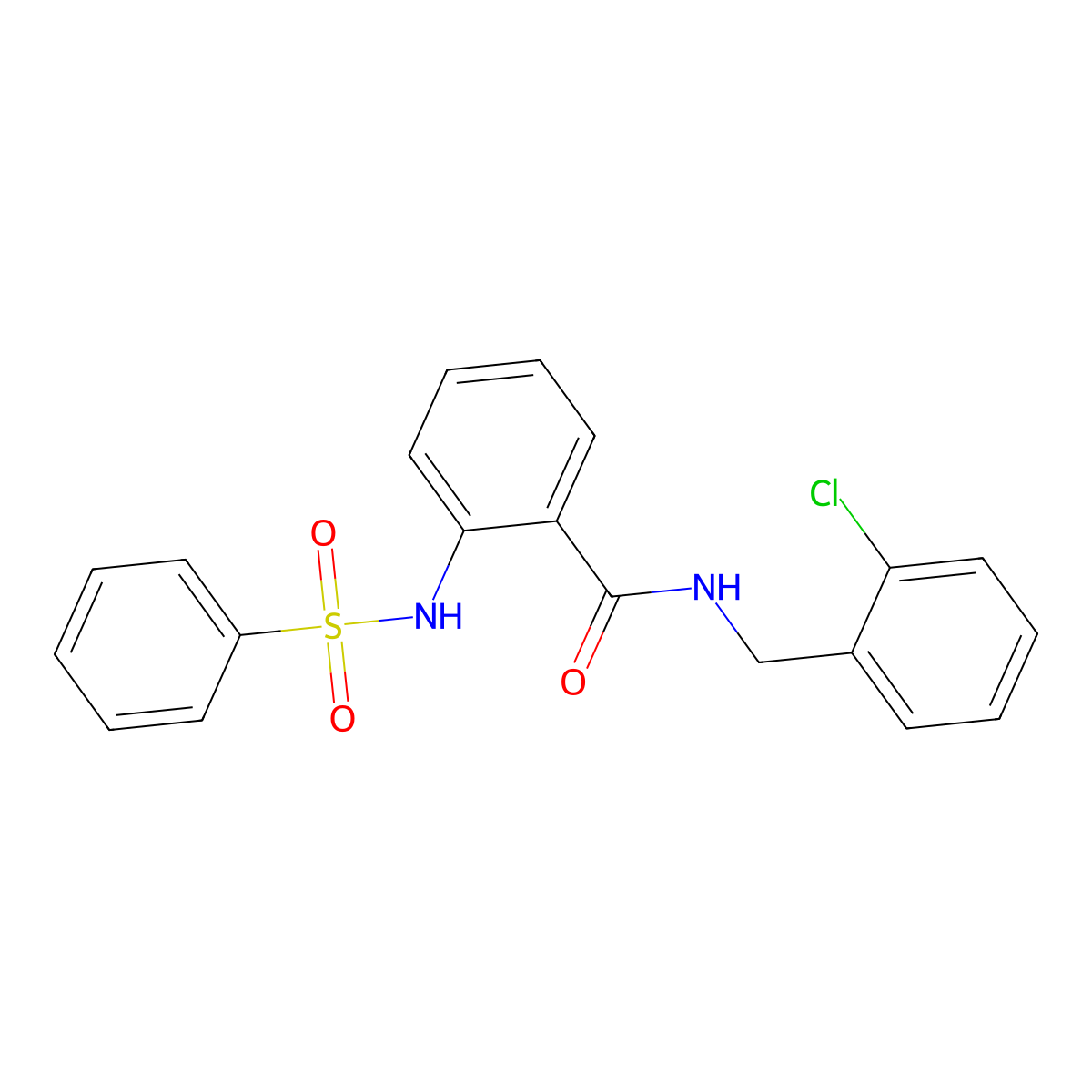 2-(benzenesulfonamido)-N-[(2-chlorophenyl)methyl]benzamide molecular structure, CAS 832093-19-3