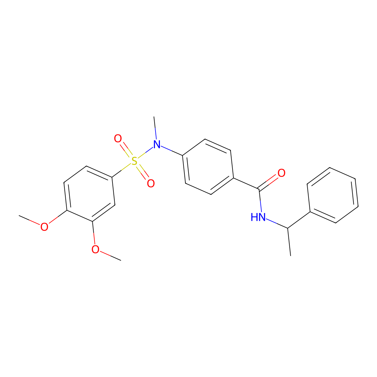 4-[(3,4-dimethoxyphenyl)sulfonyl-methylamino]-N-(1-phenylethyl)benzamide molecular structure, CAS 832093-64-8