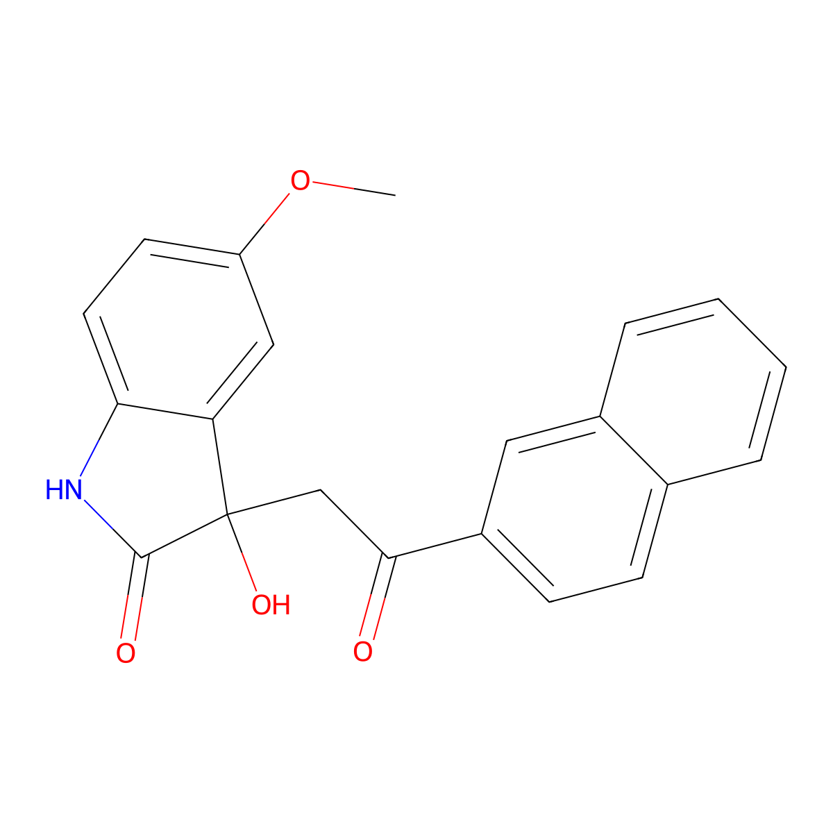 3-hydroxy-5-methoxy-3-(2-naphthalen-2-yl-2-oxoethyl)-1H-indol-2-one molecular structure, CAS 832093-84-2