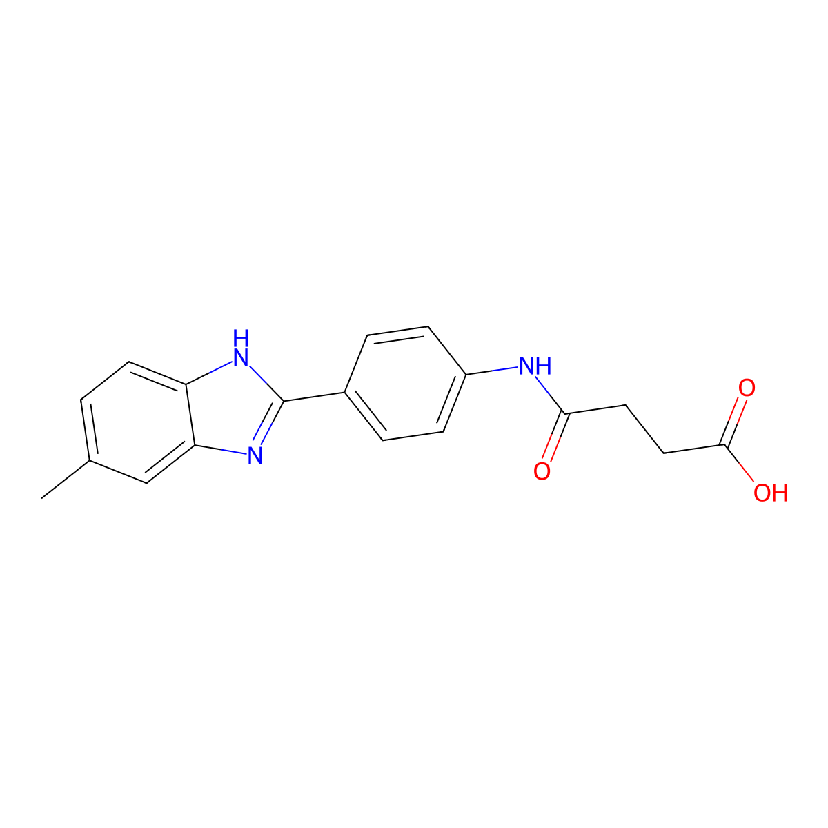 4-((4-(5-methyl-1H-benzo[d]imidazol-2-yl)phenyl)amino)-4-oxobutanoic acid molecular structure, CAS 832093-85-3