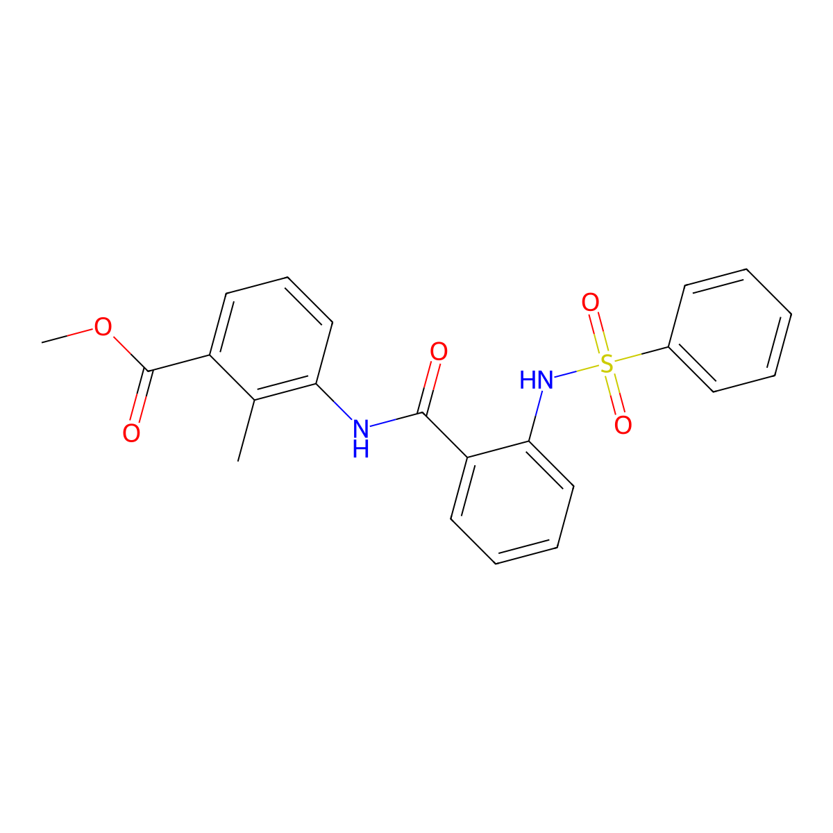 Methyl 2-methyl-3-[({2-[(phenylsulfonyl)amino]phenyl}carbonyl)amino]benzoate molecular structure, CAS 832094-21-0