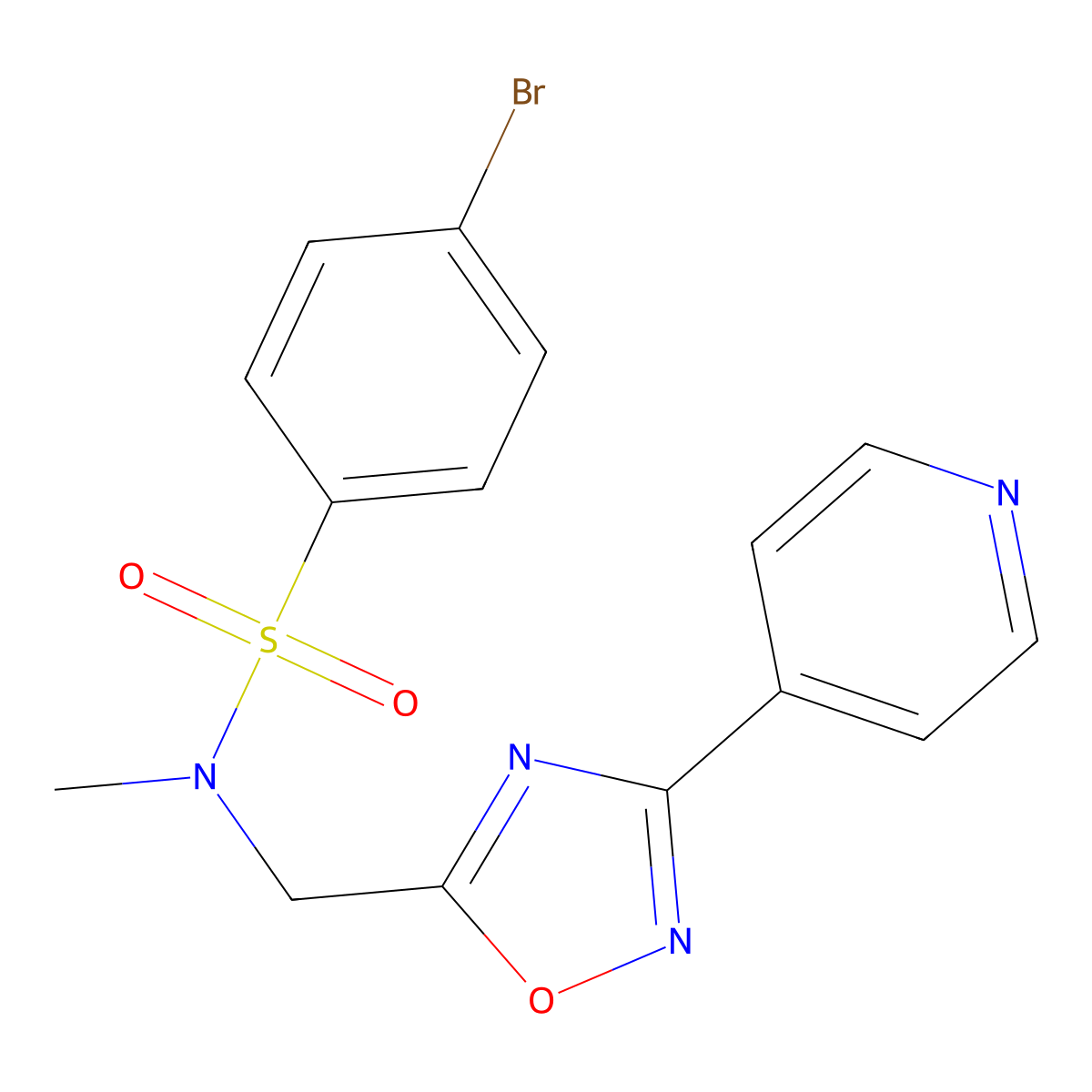 4-bromo-N-methyl-N-{[3-(4-pyridinyl)-1,2,4-oxadiazol-5-yl]methyl}benzenesulfonamide molecular structure, CAS 832094-50-5