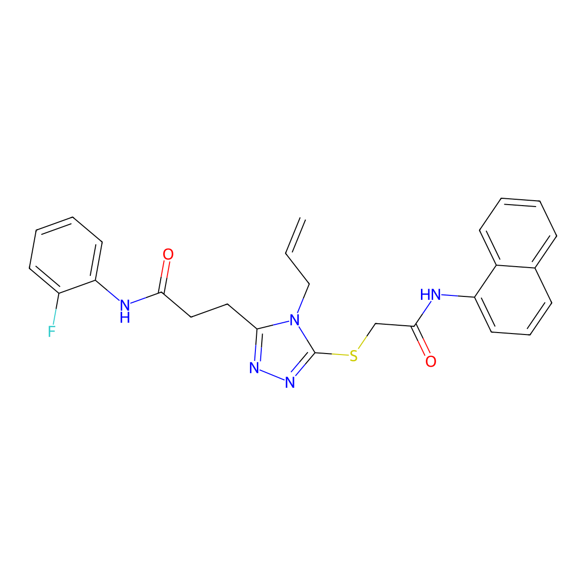 N-(2-fluorophenyl)-3-[5-[2-(naphthalen-1-ylamino)-2-oxoethyl]sulfanyl-4-prop-2-enyl-1,2,4-triazol-3-yl]propanamide molecular structure, CAS 832094-61-8