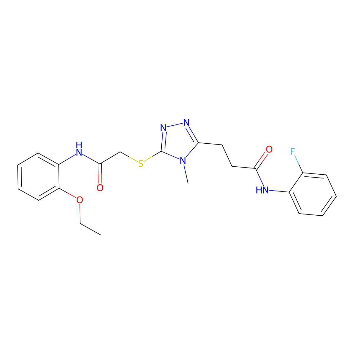 3-[5-[2-(2-ethoxyanilino)-2-oxoethyl]sulfanyl-4-methyl-1,2,4-triazol-3-yl]-N-(2-fluorophenyl)propanamide molecular structure, CAS 832094-72-1