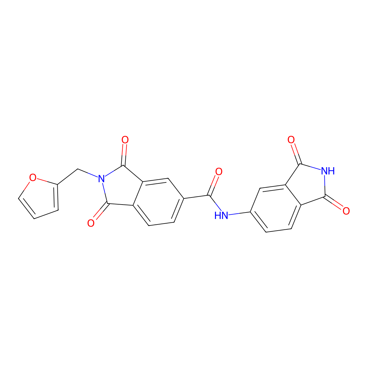 N-(1,3-dioxoisoindol-5-yl)-2-(furan-2-ylmethyl)-1,3-dioxoisoindole-5-carboxamide molecular structure, CAS 832094-76-5