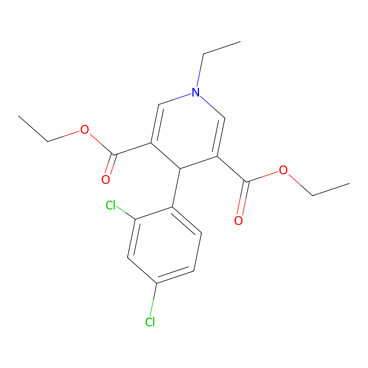 Diethyl 4-(2,4-dichlorophenyl)-1-ethyl-1,4-dihydropyridine-3,5-dicarboxylate molecular structure, CAS 832094-81-2
