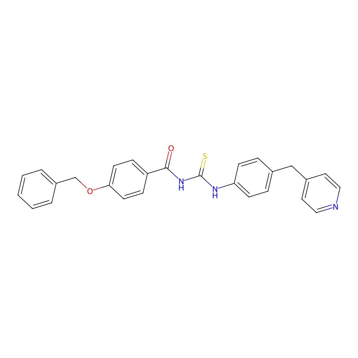 4-phenylmethoxy-N-[[4-(pyridin-4-ylmethyl)phenyl]carbamothioyl]benzamide molecular structure, CAS 832094-89-0