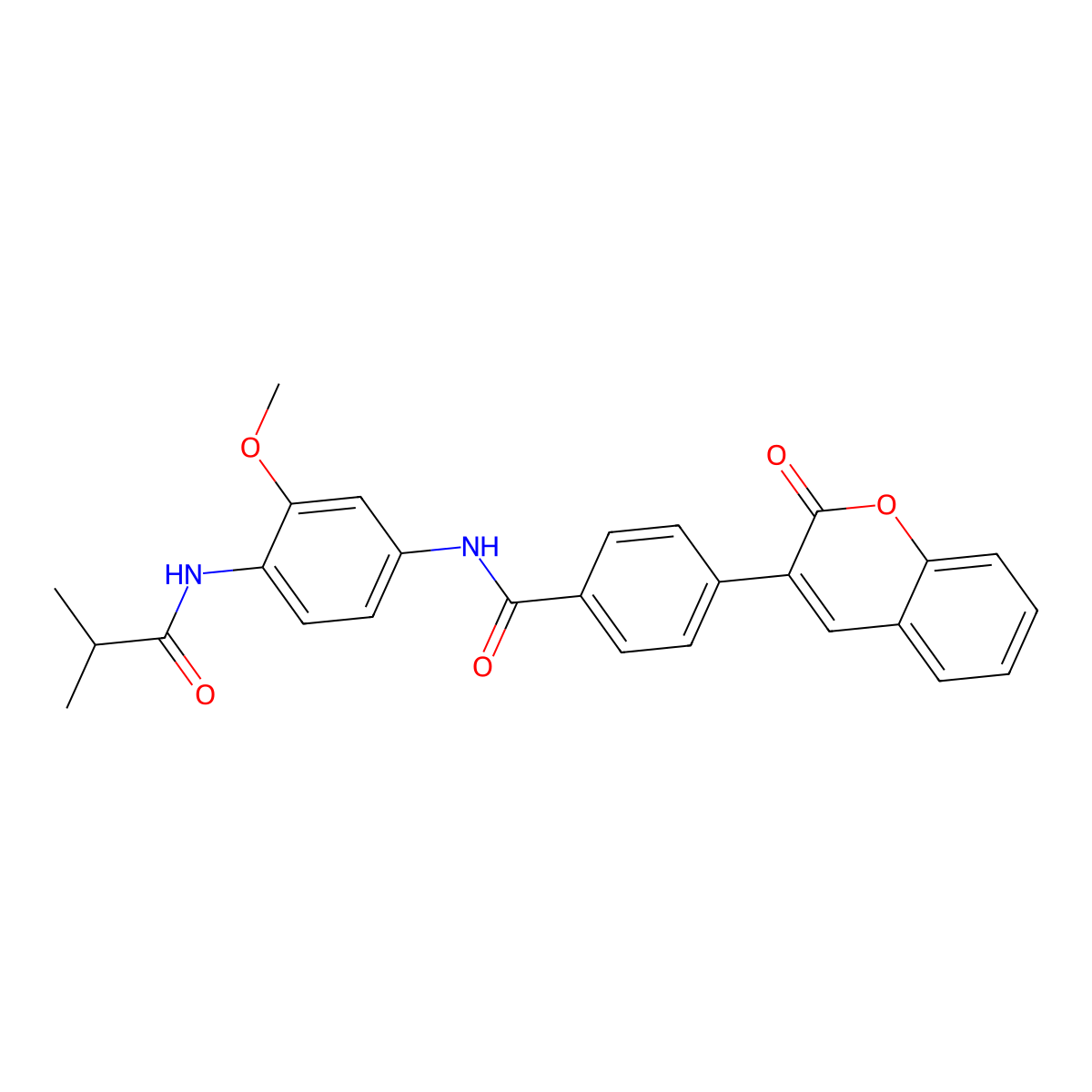 N-[3-methoxy-4-(2-methylpropanoylamino)phenyl]-4-(2-oxochromen-3-yl)benzamide molecular structure, CAS 832094-95-8