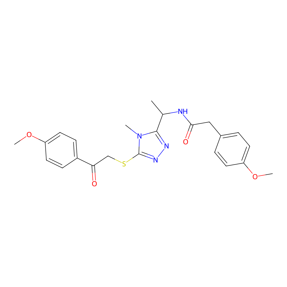 2-(4-methoxyphenyl)-N-[1-(5-{[2-(4-methoxyphenyl)-2-oxoethyl]sulfanyl}-4-methyl-4H-1,2,4-triazol-3-yl)ethyl]acetamide molecular structure, CAS 832095-00-8