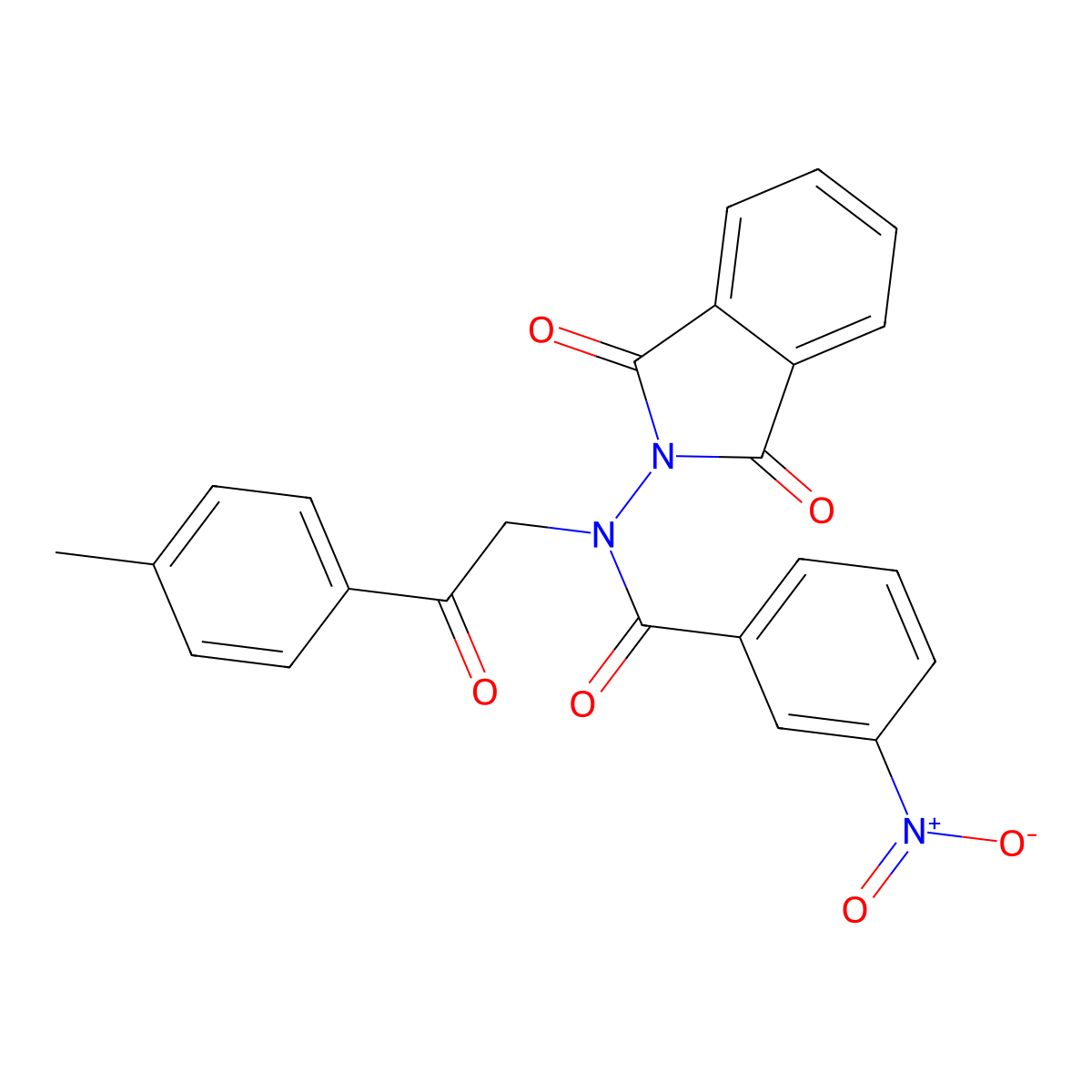 N-(1,3-dioxoisoindol-2-yl)-N-[2-(4-methylphenyl)-2-oxoethyl]-3-nitrobenzamide molecular structure, CAS 832095-25-7