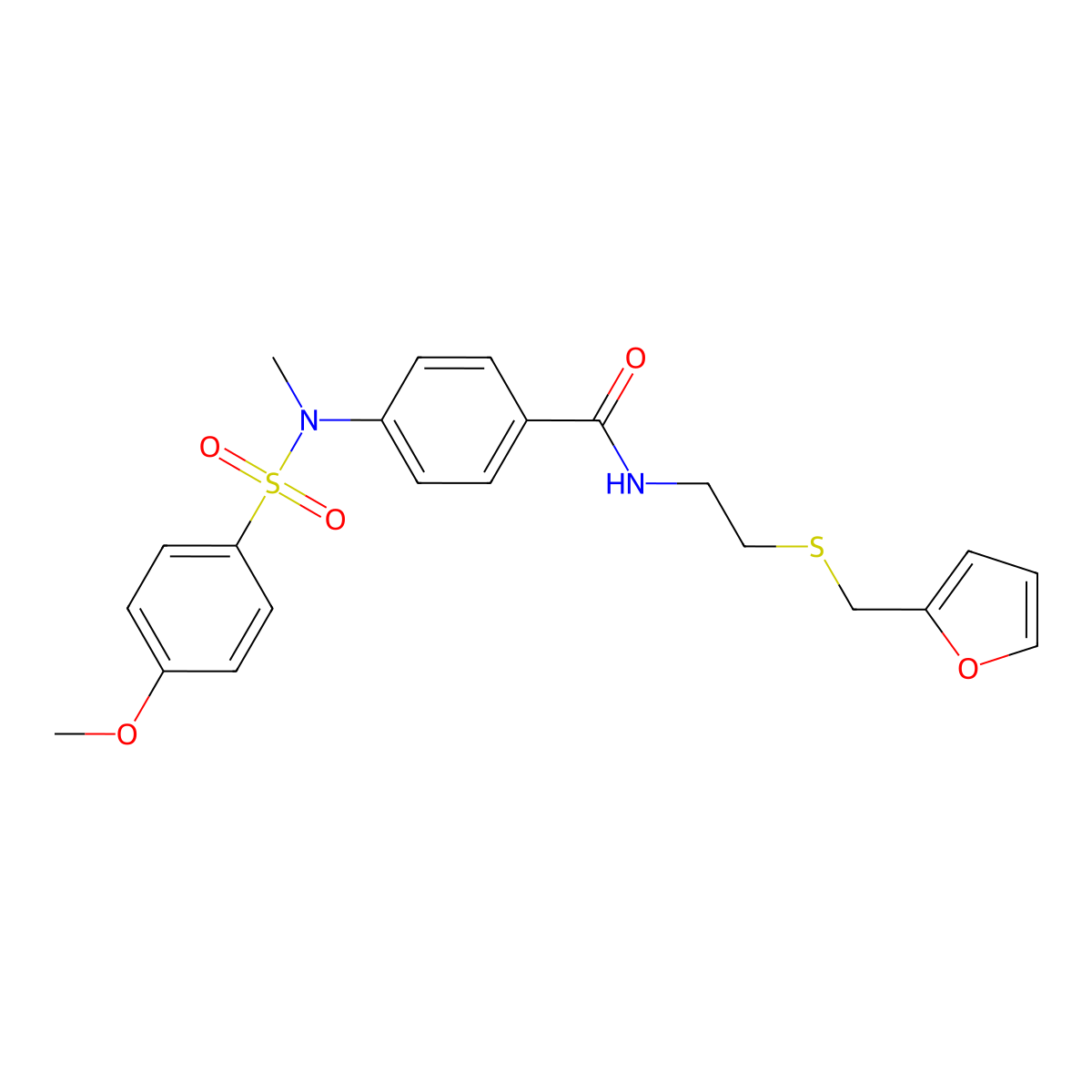 N-[2-(furan-2-ylmethylsulfanyl)ethyl]-4-[(4-methoxyphenyl)sulfonyl-methylamino]benzamide molecular structure, CAS 832095-32-6