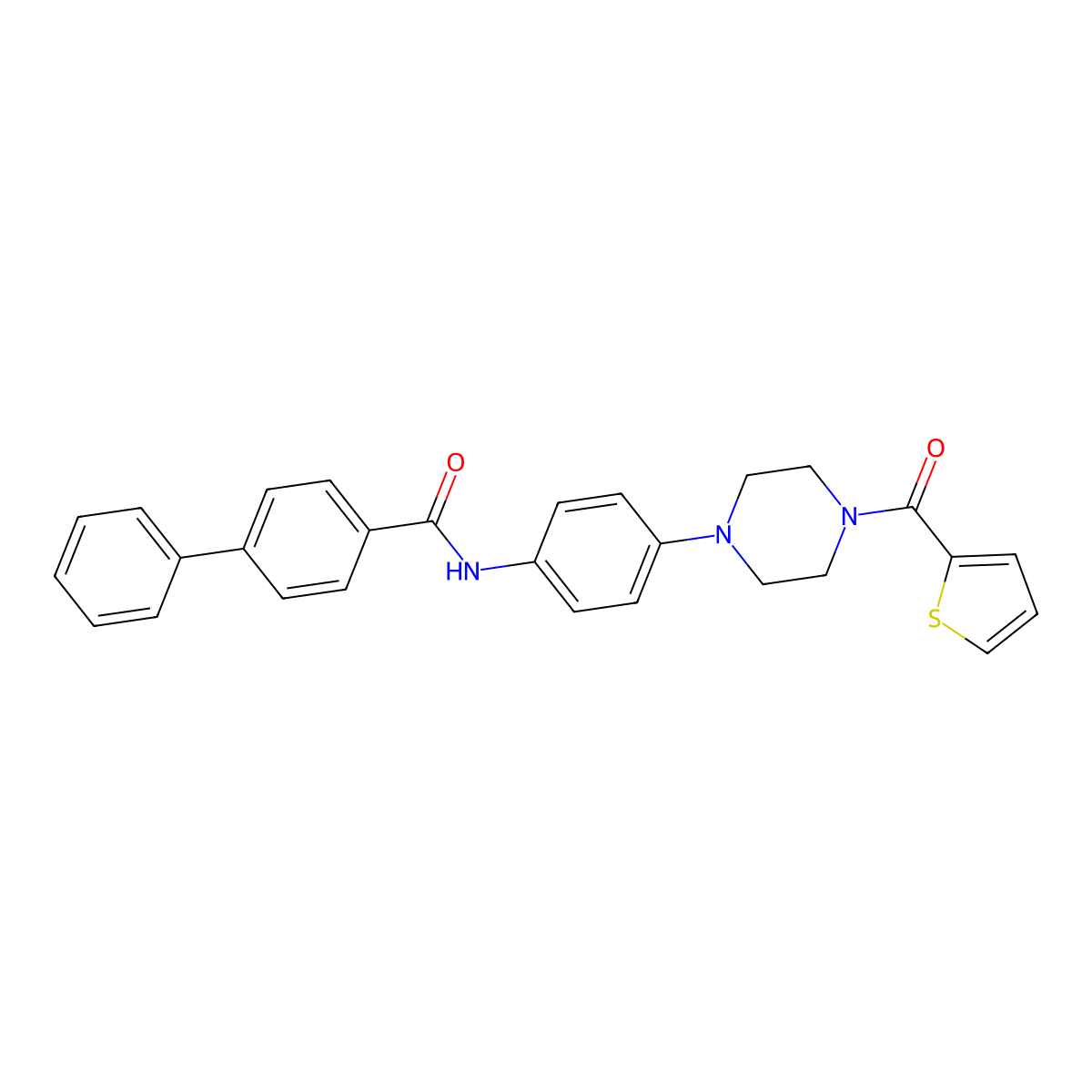 4-phenyl-N-[4-[4-(thiophene-2-carbonyl)piperazin-1-yl]phenyl]benzamide molecular structure, CAS 832095-33-7