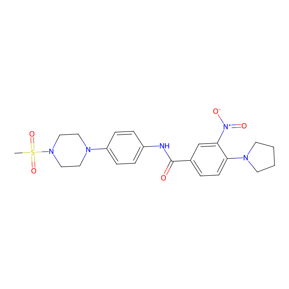 N-[4-(4-methylsulfonylpiperazin-1-yl)phenyl]-3-nitro-4-pyrrolidin-1-ylbenzamide molecular structure, CAS 832095-53-1