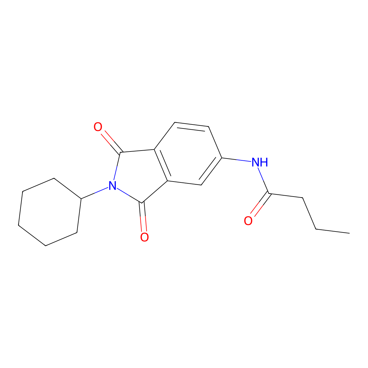 N-(2-cyclohexyl-1,3-dioxoisoindol-5-yl)butanamide molecular structure, CAS 832095-58-6