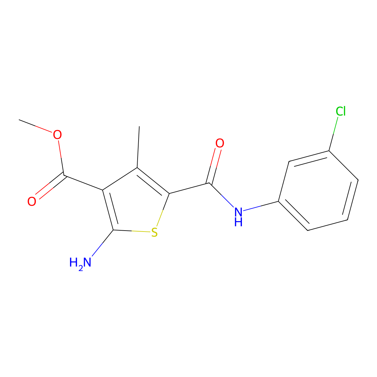 Methyl 2-amino-5-[(3-chlorophenyl)carbamoyl]-4-methylthiophene-3-carboxylate molecular structure, CAS 832095-67-7