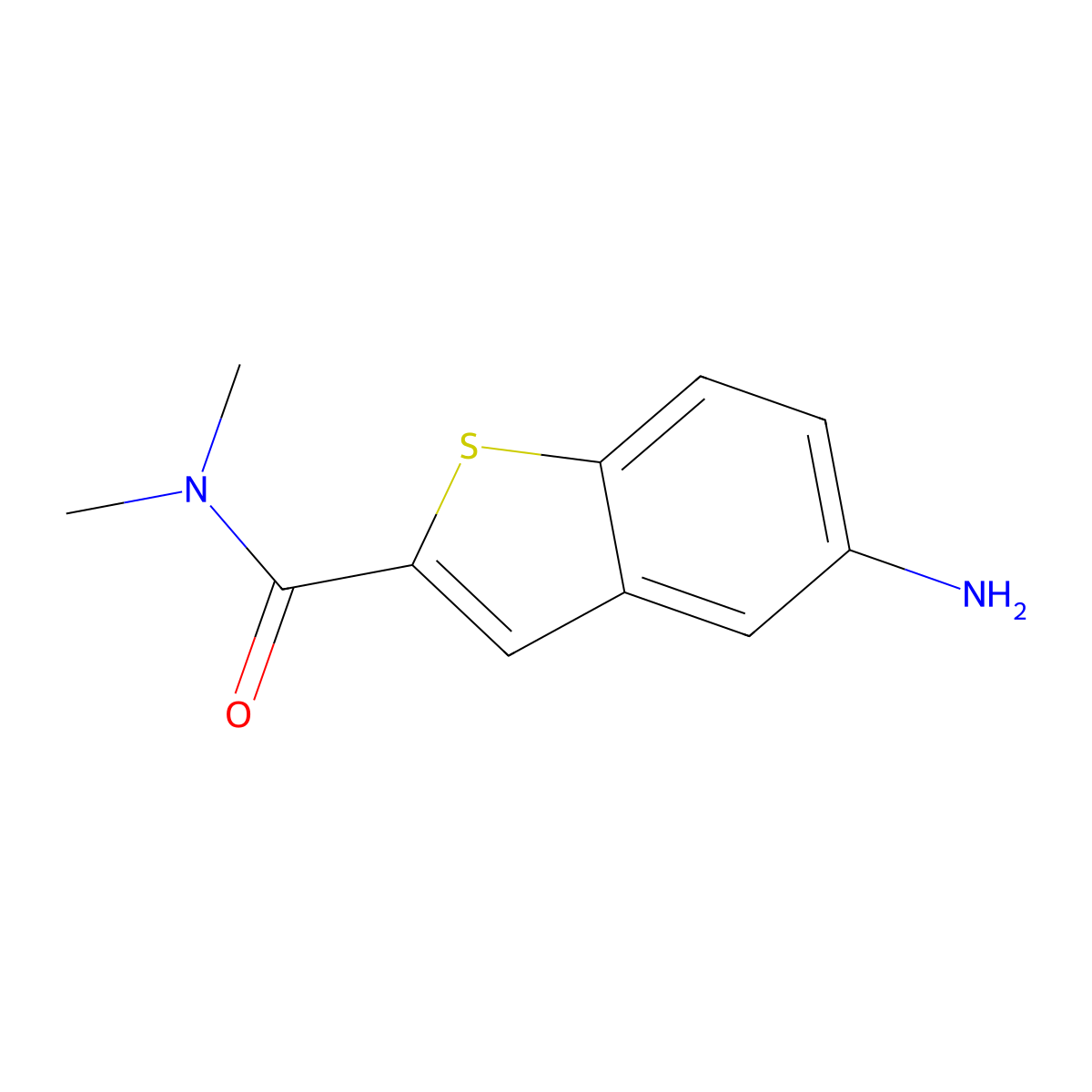5-Amino-N,N-dimethyl-1-benzothiophene-2-carboxamide molecular structure, CAS 832103-01-2