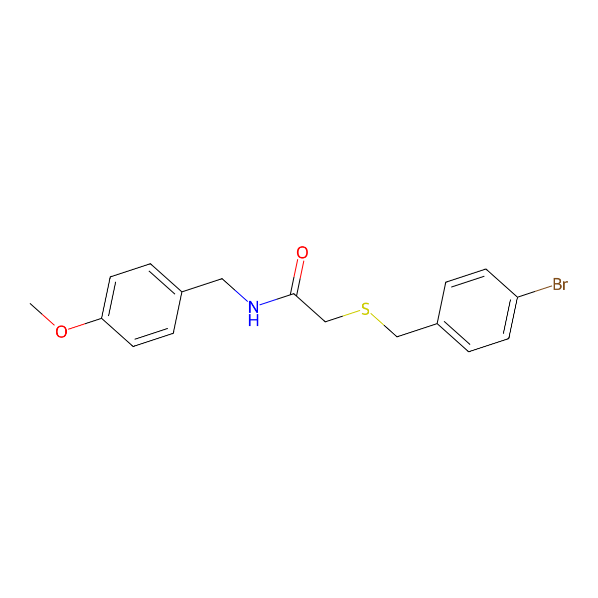 2-[(4-bromophenyl)methylsulfanyl]-N-[(4-methoxyphenyl)methyl]acetamide molecular structure, CAS 832104-69-5