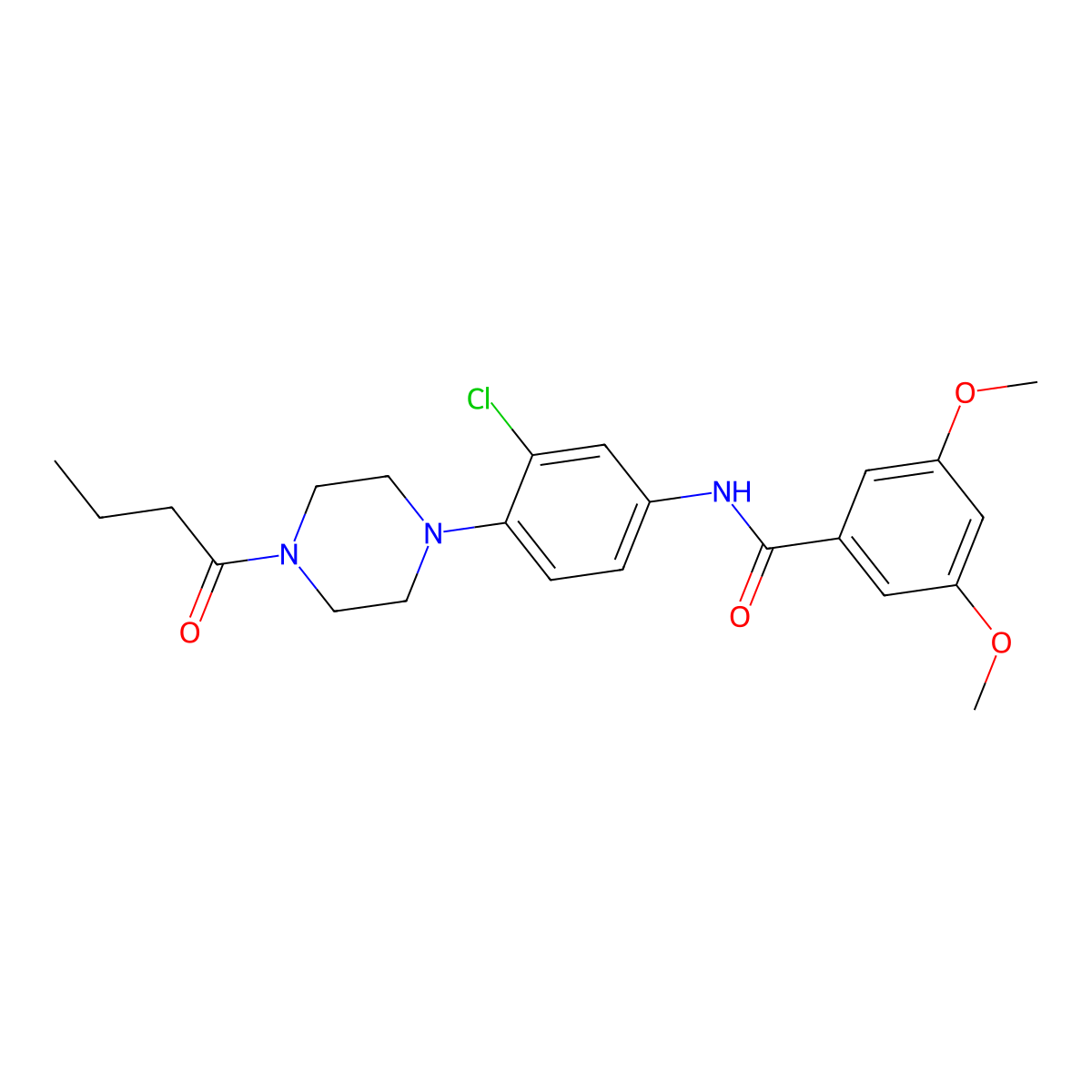 N-[4-(4-butanoylpiperazin-1-yl)-3-chlorophenyl]-3,5-dimethoxybenzamide molecular structure, CAS 832105-02-9