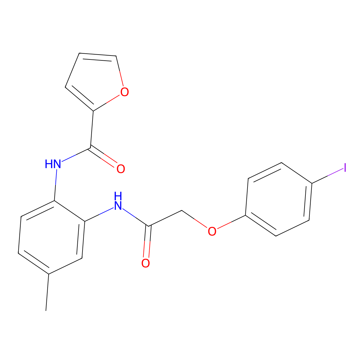 N-[2-[[2-(4-iodophenoxy)acetyl]amino]-4-methylphenyl]furan-2-carboxamide molecular structure, CAS 832105-03-0