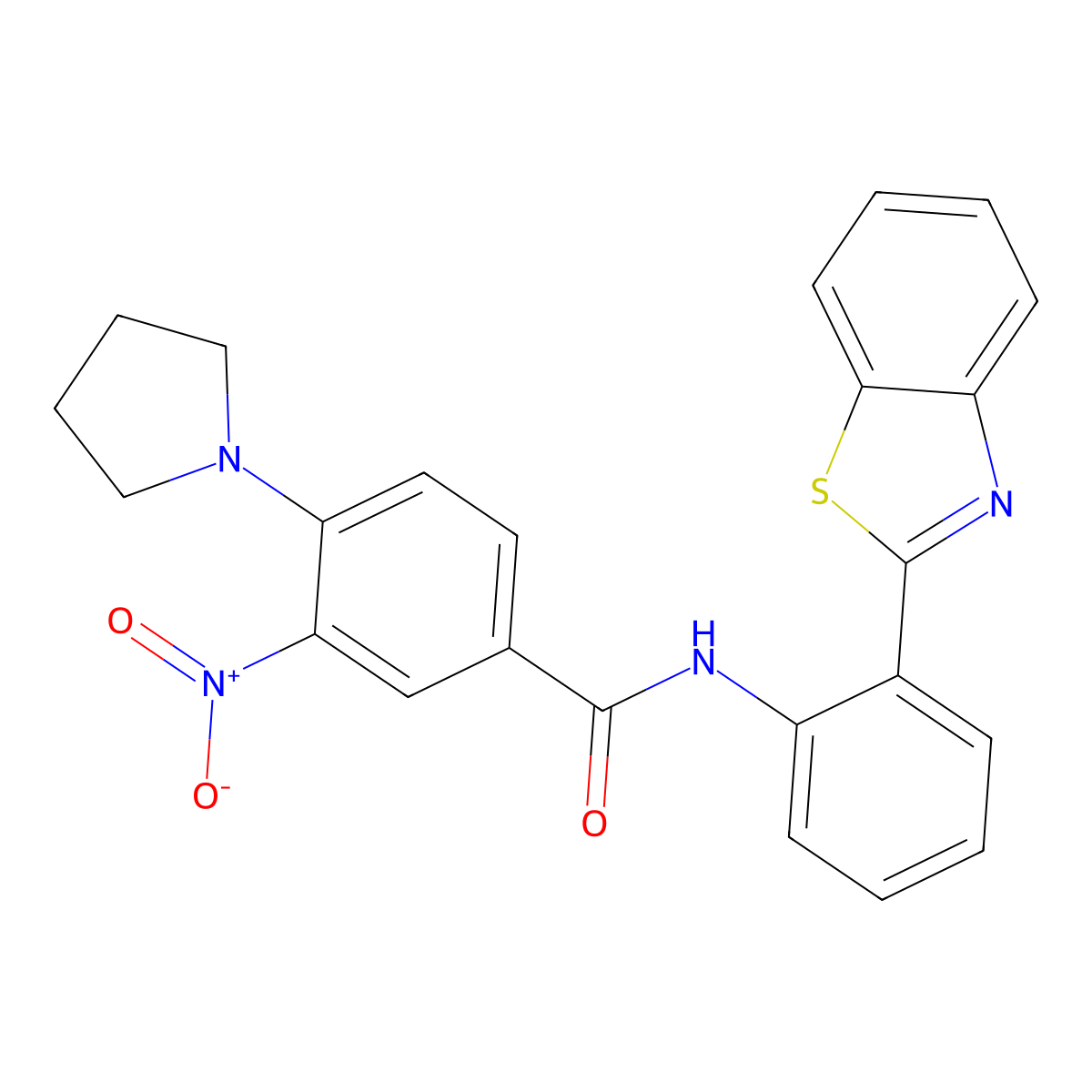 N-[2-(1,3-benzothiazol-2-yl)phenyl]-3-nitro-4-pyrrolidin-1-ylbenzamide molecular structure, CAS 832105-29-0