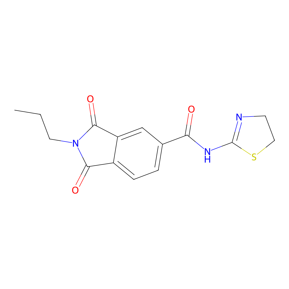 N-(4,5-dihydro-1,3-thiazol-2-yl)-1,3-dioxo-2-propylisoindole-5-carboxamide molecular structure, CAS 832105-41-6