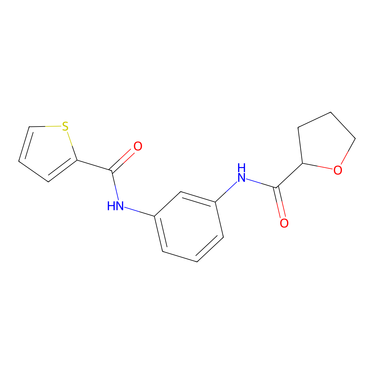 N-{3-[(thiophen-2-ylcarbonyl)amino]phenyl}tetrahydrofuran-2-carboxamide molecular structure, CAS 832105-61-0