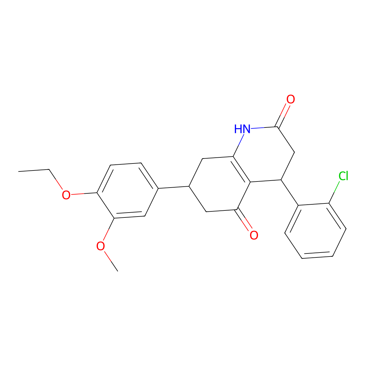 4-(2-Chlorophenyl)-7-(4-ethoxy-3-methoxyphenyl)-1,3,4,6,7,8-hexahydroquinoline-2,5-dione molecular structure, CAS 832105-83-6