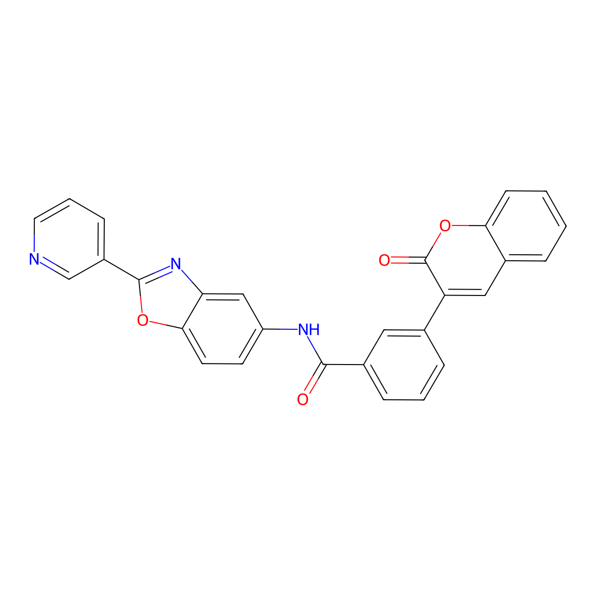 3-(2-oxochromen-3-yl)-N-(2-pyridin-3-yl-1,3-benzoxazol-5-yl)benzamide molecular structure, CAS 832106-12-4