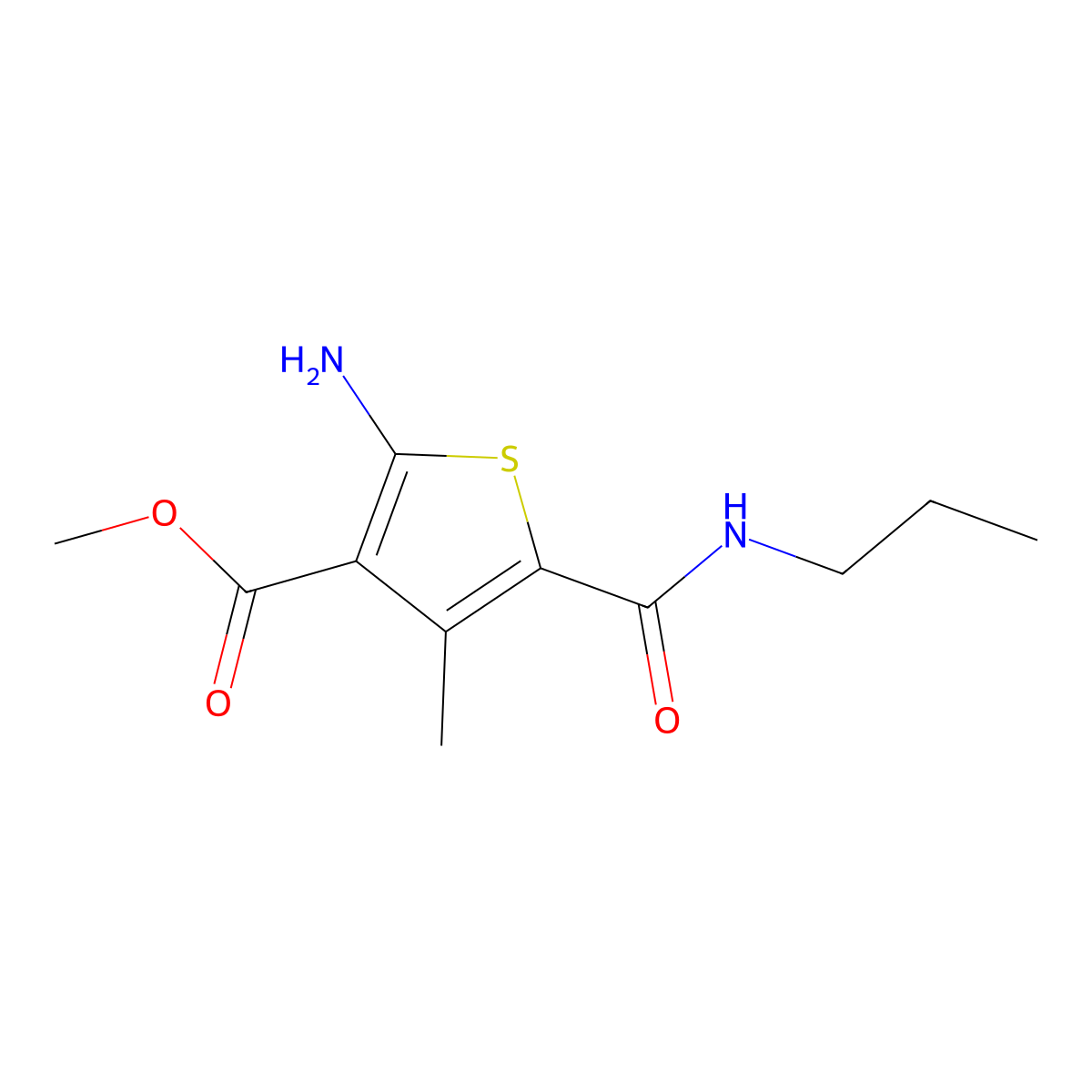 Methyl 2-amino-4-methyl-5-(propylcarbamoyl)thiophene-3-carboxylate molecular structure, CAS 832106-18-0