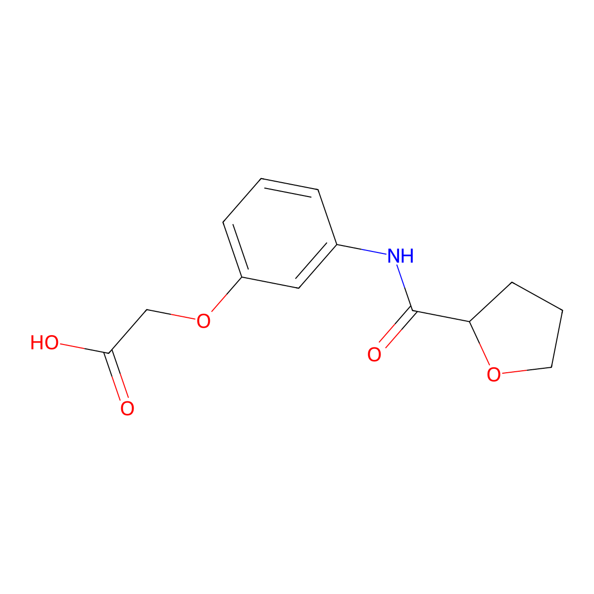 {3-[(Tetrahydrofuran-2-ylcarbonyl)amino]phenoxy}acetic acid molecular structure, CAS 832106-52-2