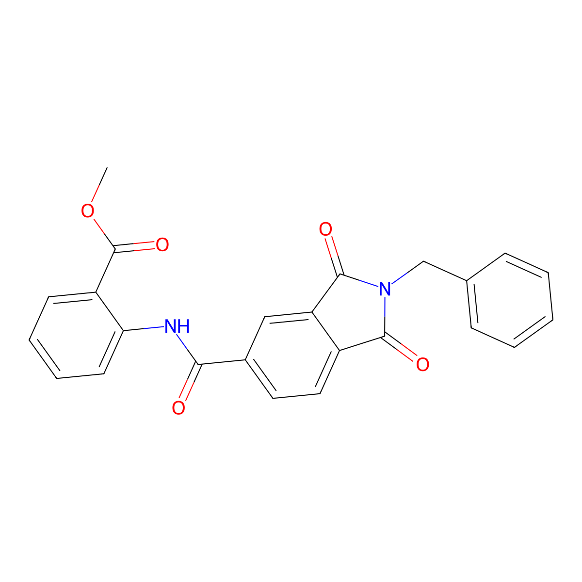 methyl 2-{[(2-benzyl-1,3-dioxo-2,3-dihydro-1H-isoindol-5-yl)carbonyl]amino}benzoate molecular structure, CAS 832106-76-0