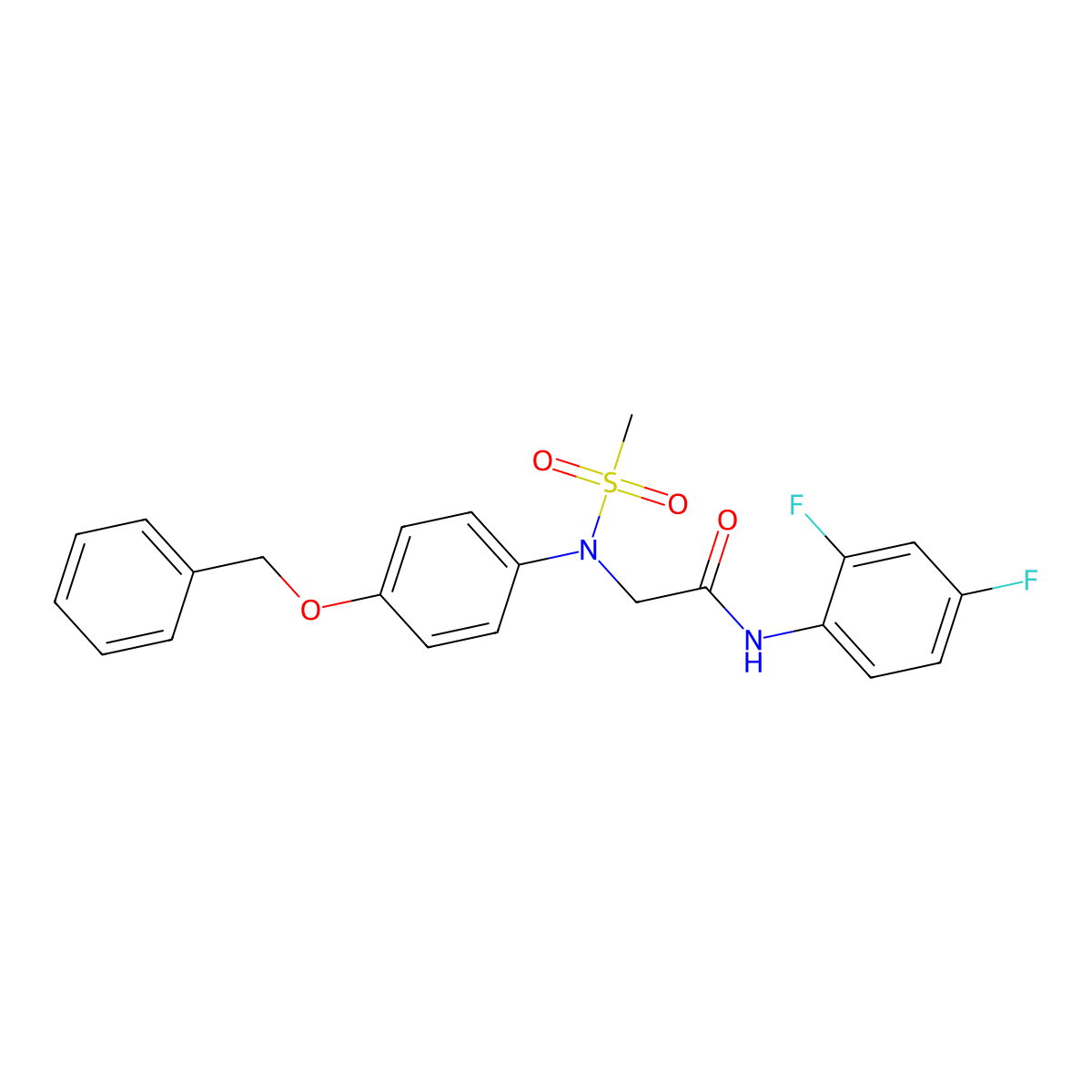 N-(2,4-difluorophenyl)-2-(N-methylsulfonyl-4-phenylmethoxyanilino)acetamide molecular structure, CAS 832107-12-7