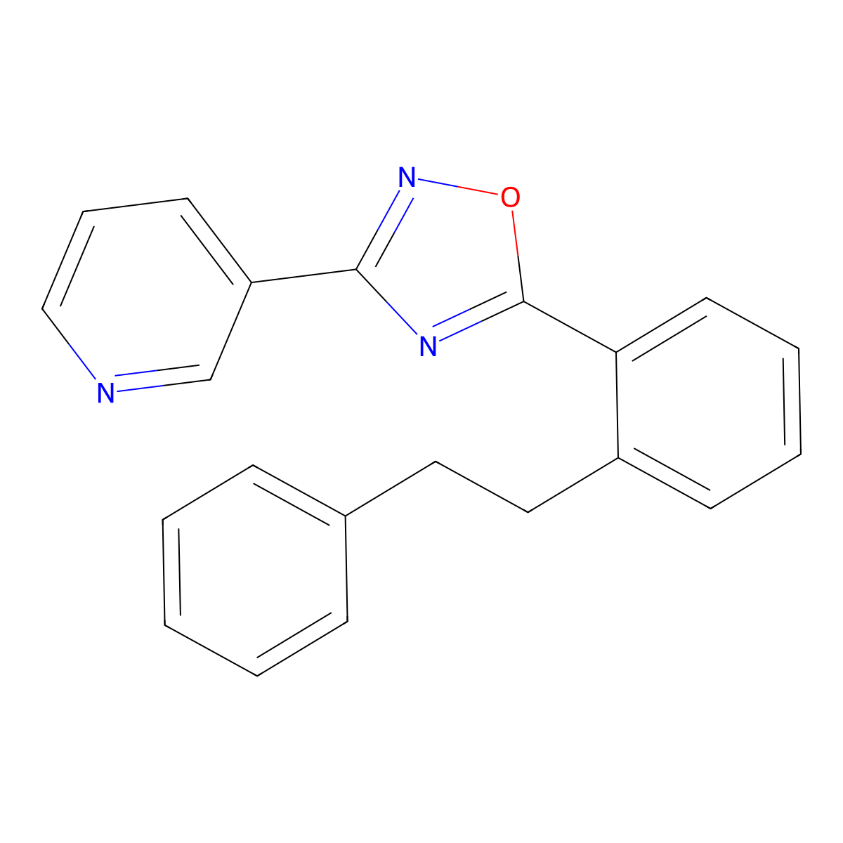 3-{5-[2-(2-Phenylethyl)phenyl]-1,2,4-oxadiazol-3-yl}pyridine molecular structure, CAS 832107-38-7